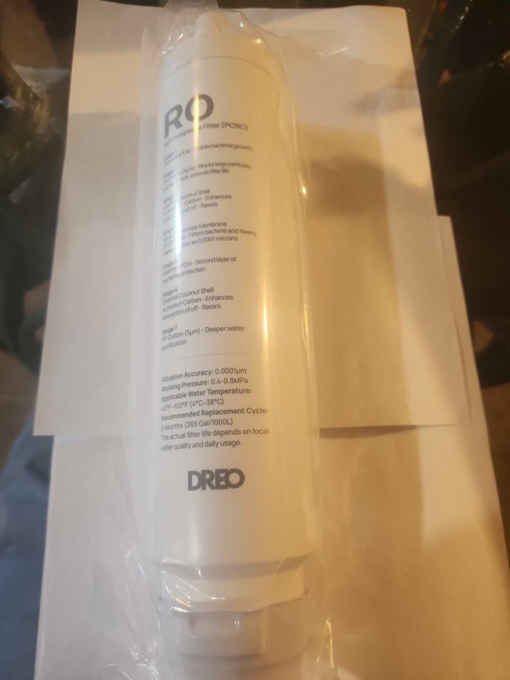 New DREO RO Composite Filter PCRC for DREO Reverse Osmosis Water Filter